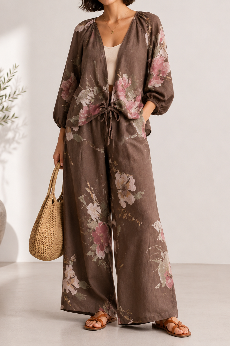 Luna Floral Linen Set – 100% Linen
